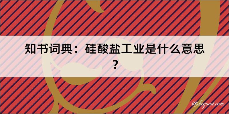 知书词典：硅酸盐工业是什么意思？