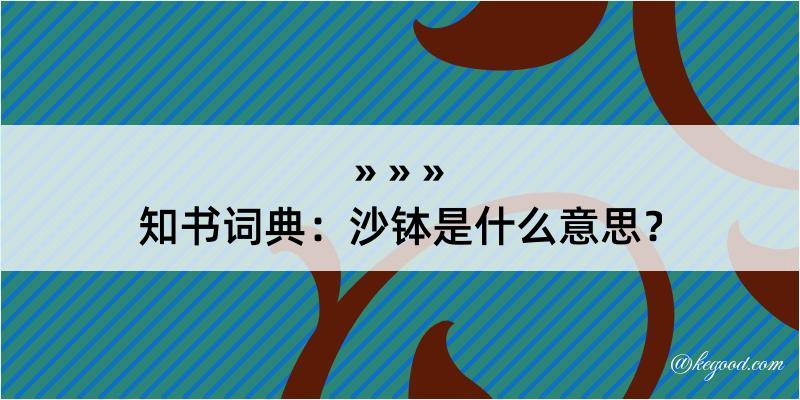 知书词典：沙钵是什么意思？