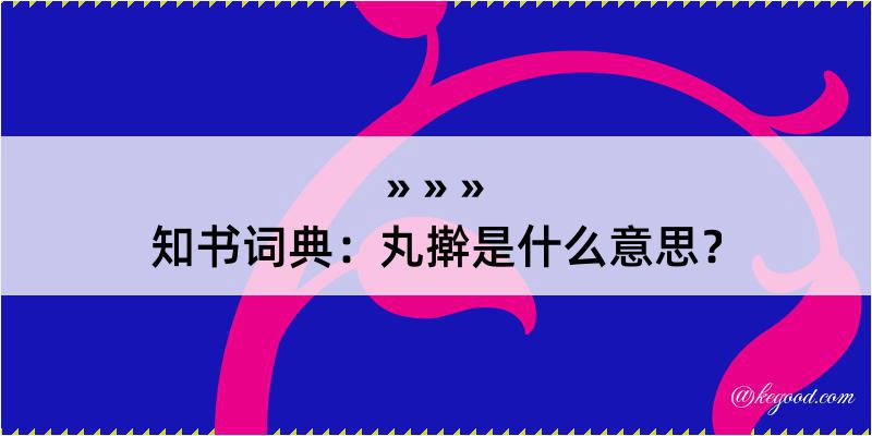 知书词典：丸擀是什么意思？