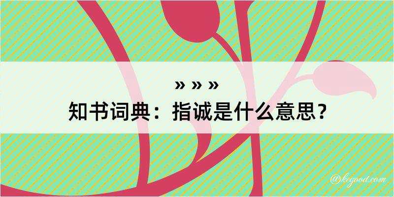 知书词典：指诚是什么意思？