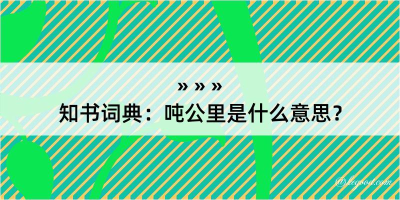 知书词典：吨公里是什么意思？