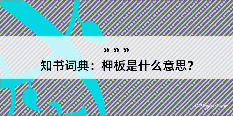 知书词典：柙板是什么意思？