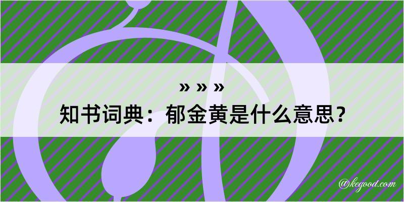 知书词典：郁金黄是什么意思？