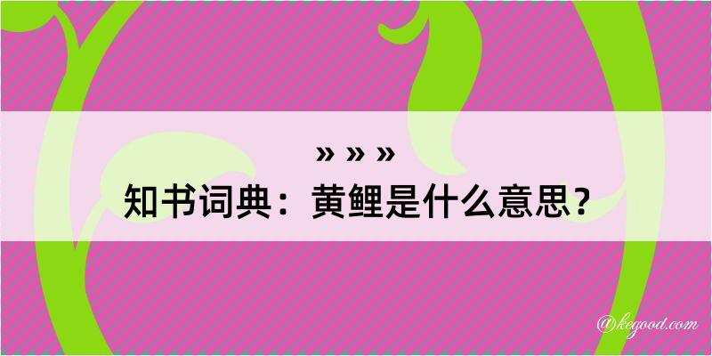 知书词典：黄鲤是什么意思？