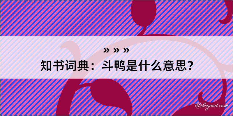 知书词典：斗鸭是什么意思？