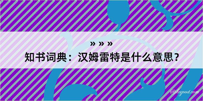 知书词典：汉姆雷特是什么意思？