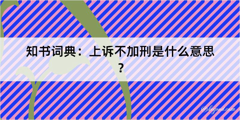 知书词典：上诉不加刑是什么意思？