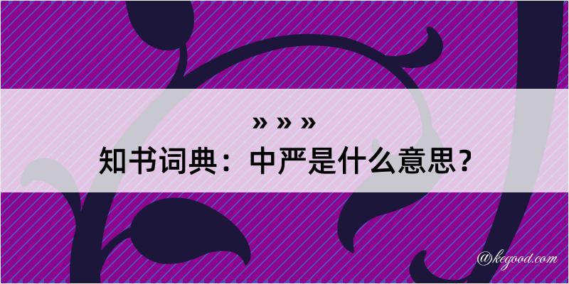 知书词典：中严是什么意思？