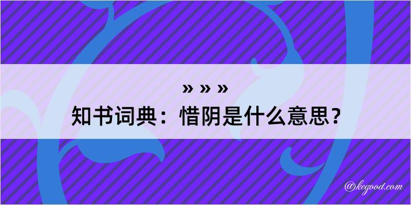 知书词典：惜阴是什么意思？