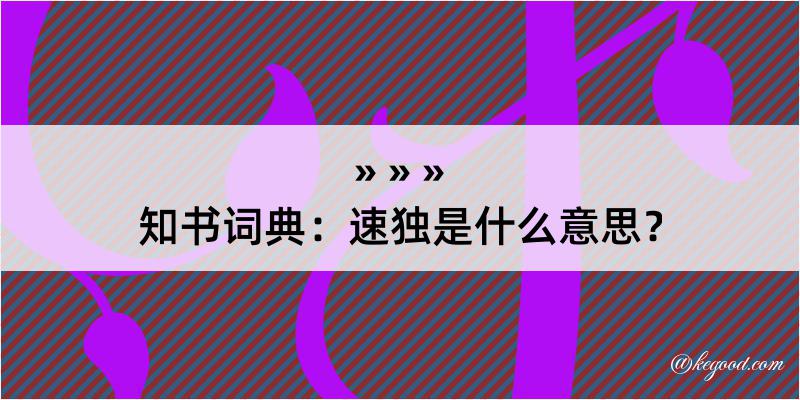 知书词典：速独是什么意思？