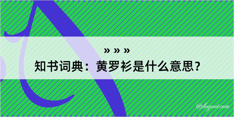 知书词典：黄罗衫是什么意思？