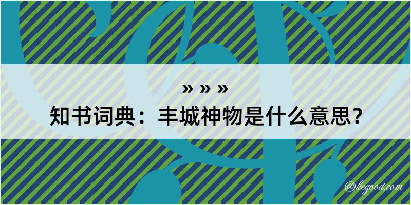 知书词典：丰城神物是什么意思？