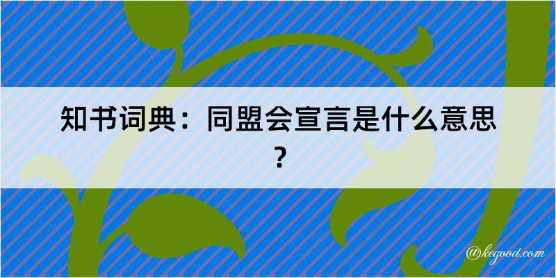 知书词典：同盟会宣言是什么意思？