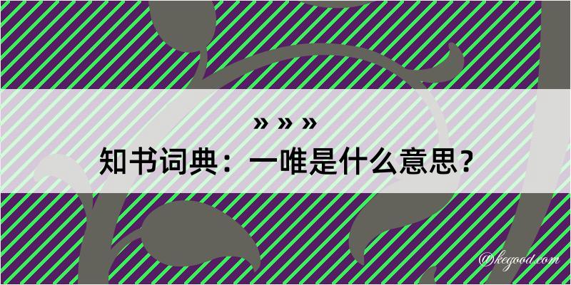 知书词典：一唯是什么意思？