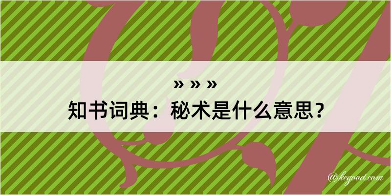 知书词典：秘术是什么意思？