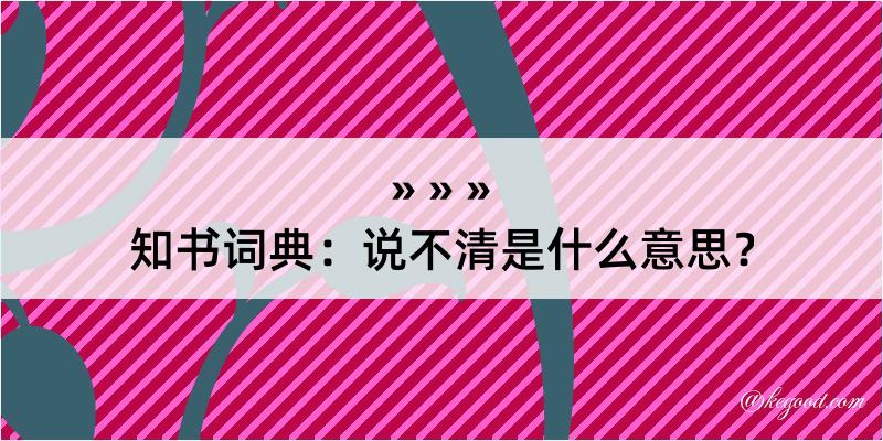 知书词典：说不清是什么意思？