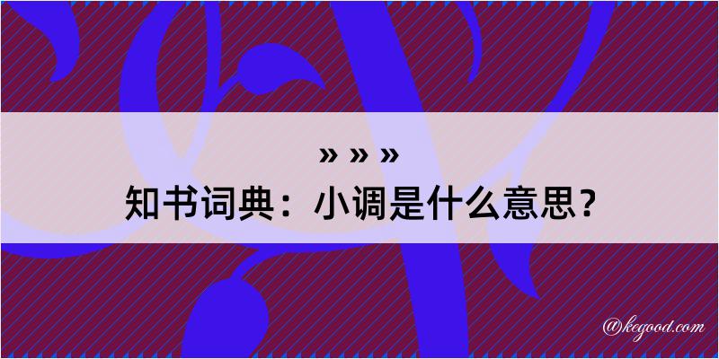 知书词典：小调是什么意思？