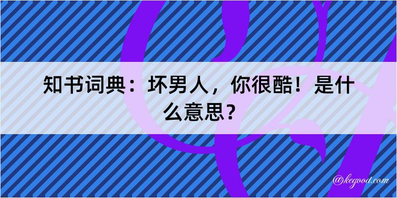 知书词典：坏男人，你很酷！是什么意思？