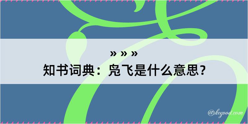 知书词典：凫飞是什么意思？