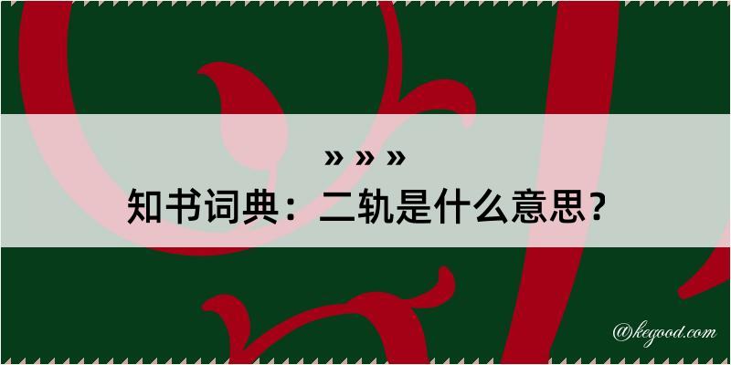 知书词典：二轨是什么意思？