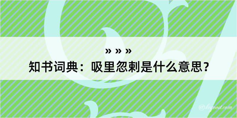 知书词典：吸里忽剌是什么意思？