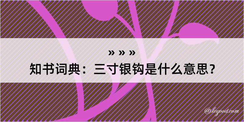 知书词典：三寸银钩是什么意思？