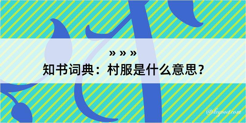 知书词典：村服是什么意思？