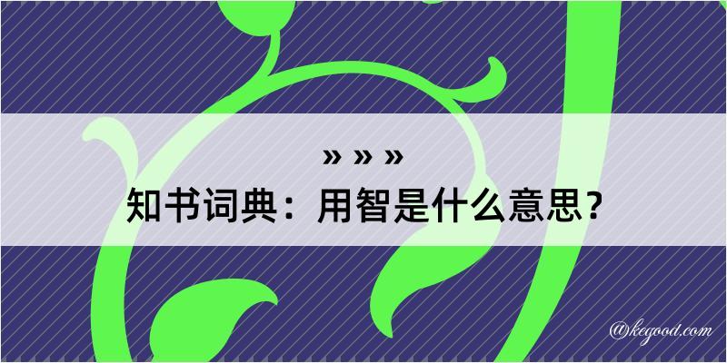 知书词典：用智是什么意思？