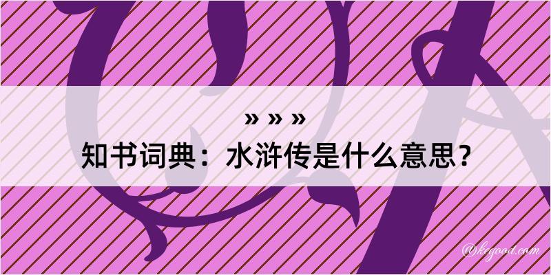 知书词典：水浒传是什么意思？