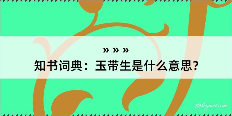 知书词典：玉带生是什么意思？