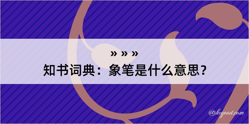 知书词典：象笔是什么意思？