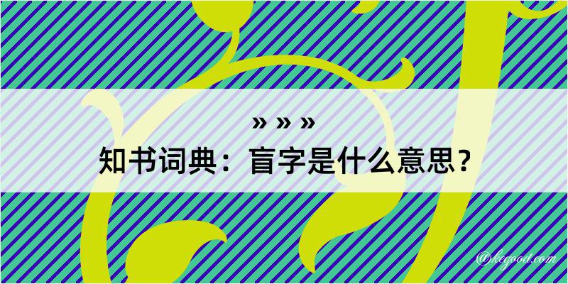 知书词典：盲字是什么意思？