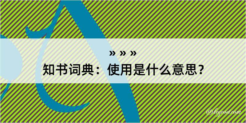 知书词典：使用是什么意思？