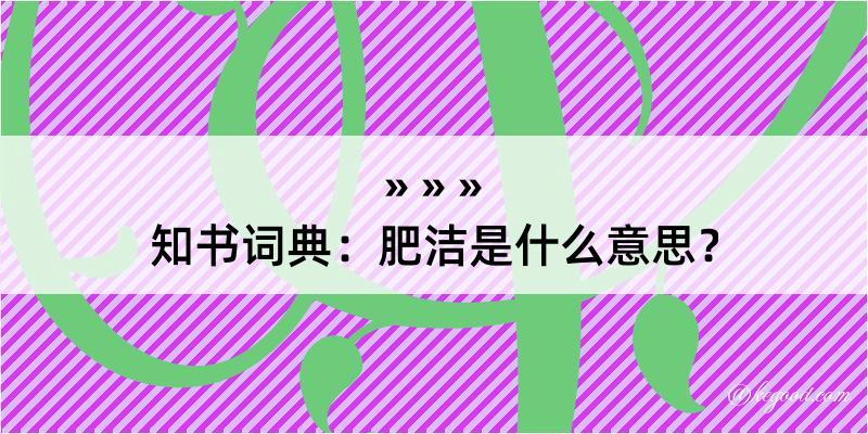 知书词典：肥洁是什么意思？