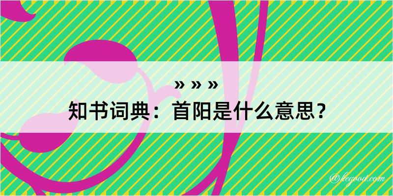 知书词典：首阳是什么意思？