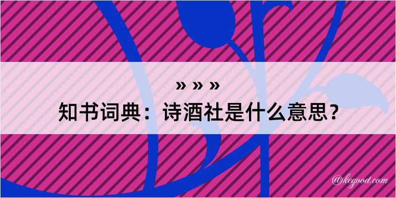 知书词典：诗酒社是什么意思？