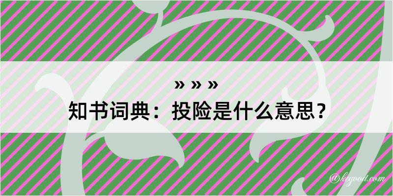 知书词典：投险是什么意思？