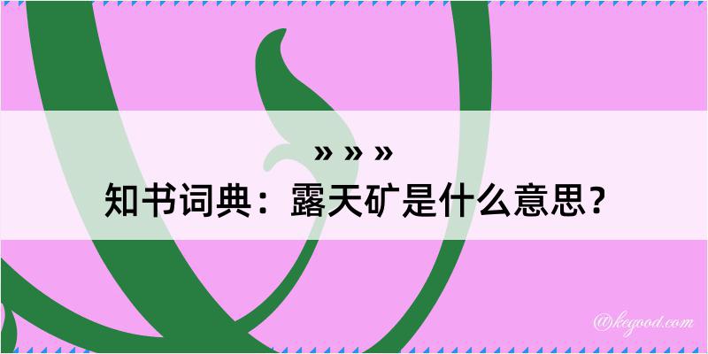 知书词典：露天矿是什么意思？