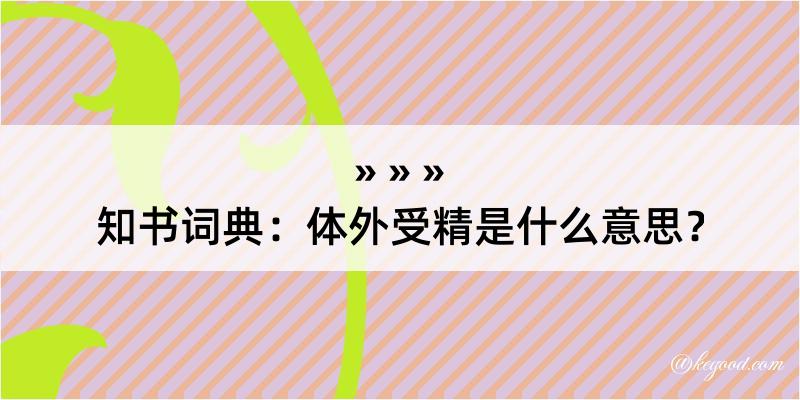 知书词典：体外受精是什么意思？