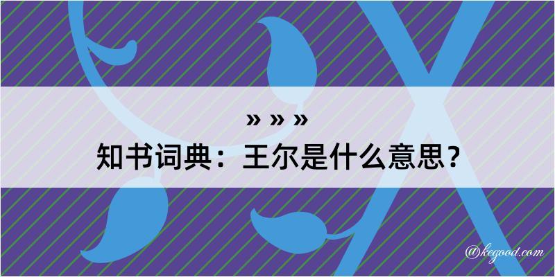 知书词典：王尔是什么意思？