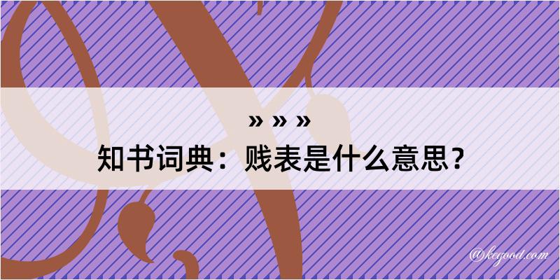 知书词典：贱表是什么意思？