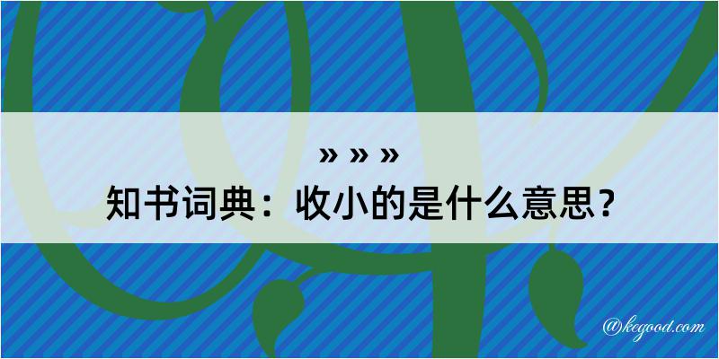 知书词典：收小的是什么意思？