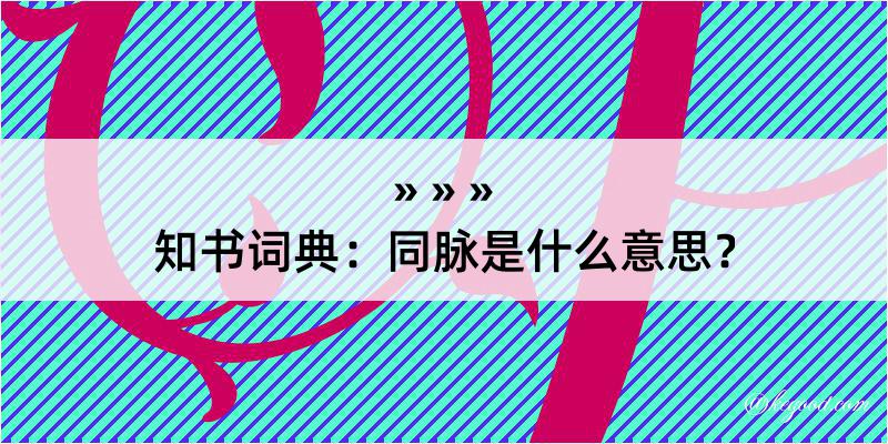 知书词典：同脉是什么意思？