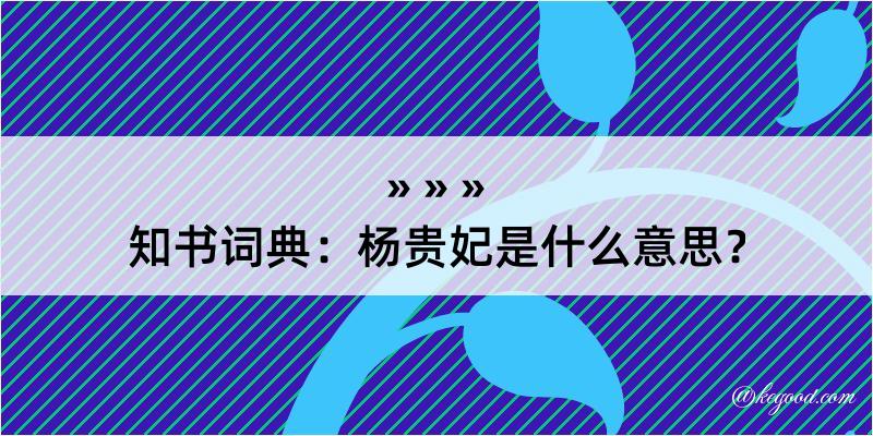 知书词典：杨贵妃是什么意思？