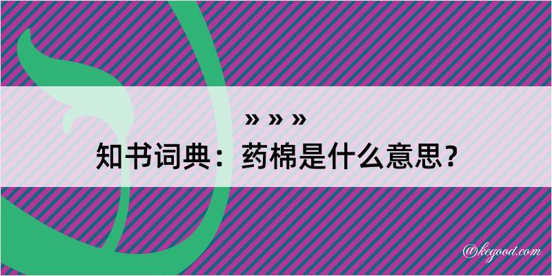 知书词典：药棉是什么意思？