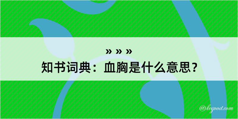 知书词典：血胸是什么意思？