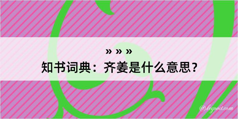 知书词典：齐姜是什么意思？