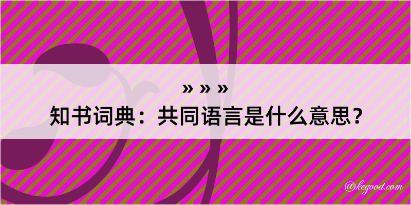 知书词典：共同语言是什么意思？