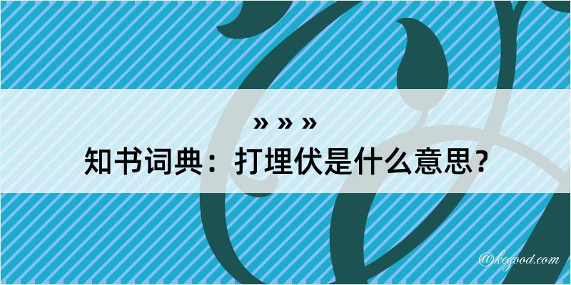 知书词典：打埋伏是什么意思？