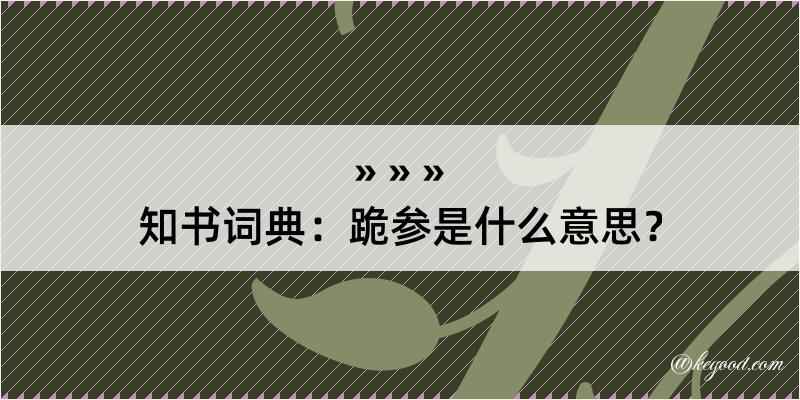 知书词典：跪参是什么意思？